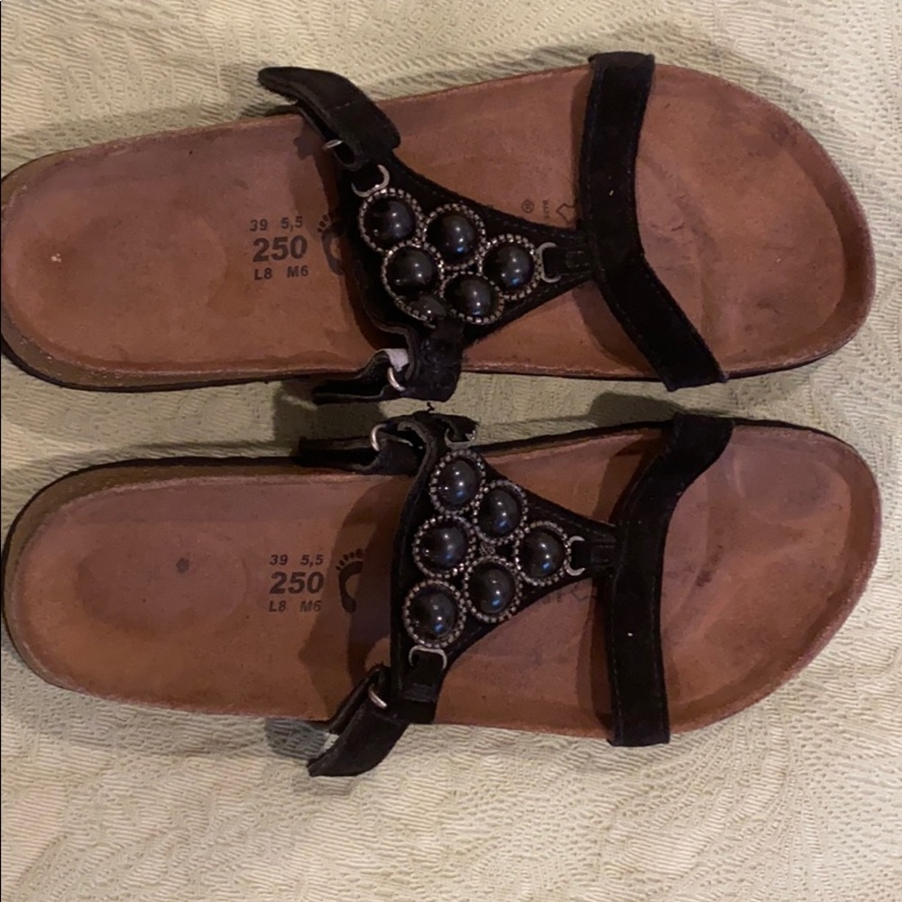 Birkenstock Betula Beaded Black Suede Sandals-8